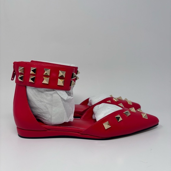 AAJ Lenox Red Flats with Gold Studs 5 - Picture 2 of 7